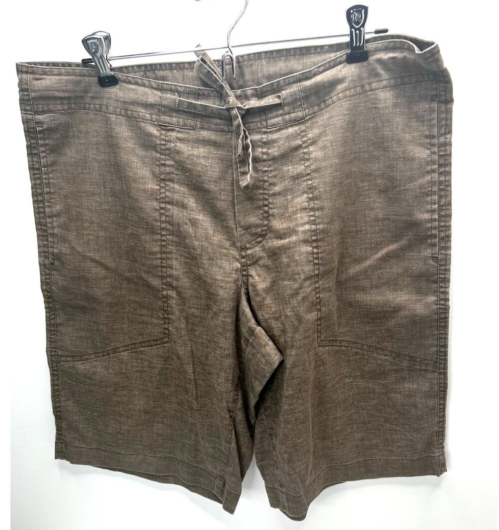 Prana Sutra Yoga Hemp Blend Pull On High Rise Shorts Brown Men Small